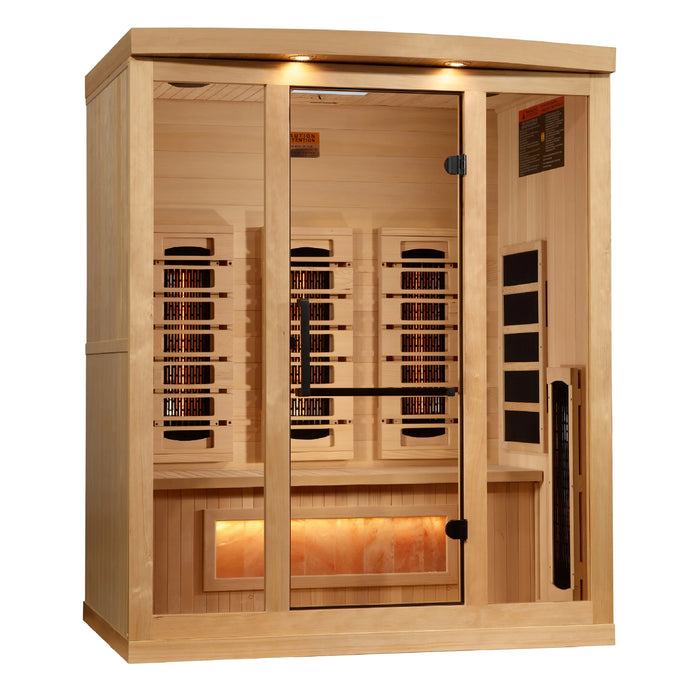 Golden Designs 6-Person Full Spectrum PureTech™ Near Zero EMF FAR Infrared Sauna with Himalayan Salt Bar (Canadian Hemlock)