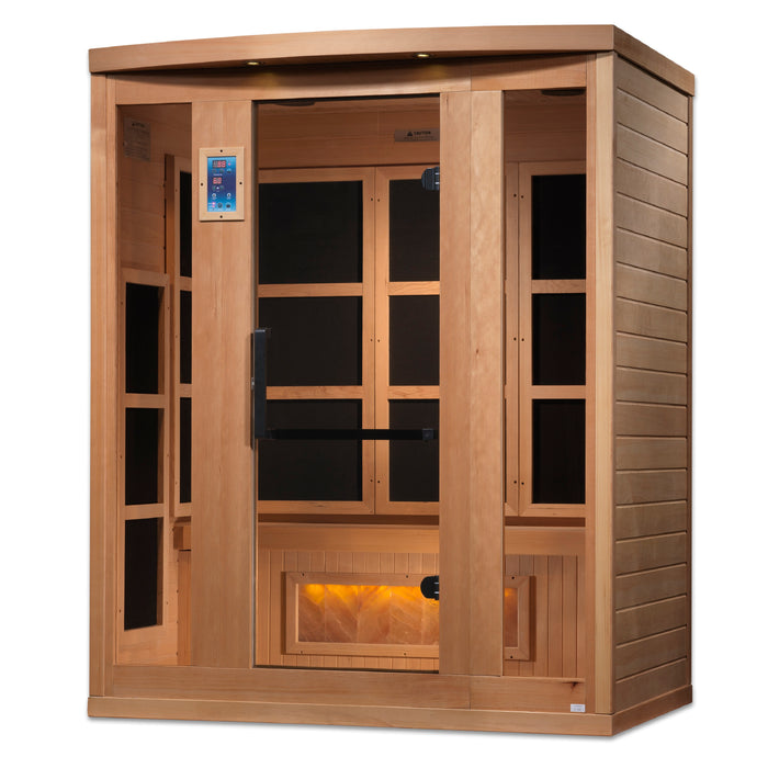 Golden Designs 3-Person "Hotel Edition" Full Spectrum PureTech™ Near Zero EMF FAR Infrared Sauna with Himalayan Salt Bar