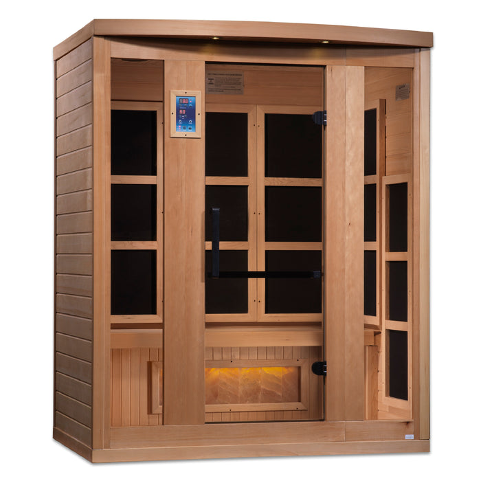 Golden Designs 3-Person "Hotel Edition" Full Spectrum PureTech™ Near Zero EMF FAR Infrared Sauna with Himalayan Salt Bar