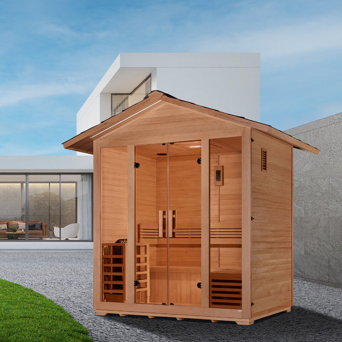 Golden Designs "5-Person Outdoor Sauna - Vorarlberg: A Symphony of Nature and Relaxation"