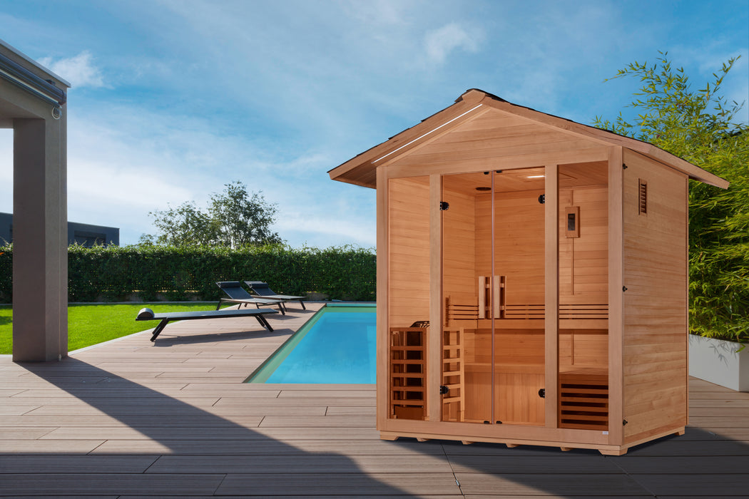 Golden Designs "5-Person Outdoor Sauna - Vorarlberg: A Symphony of Nature and Relaxation"