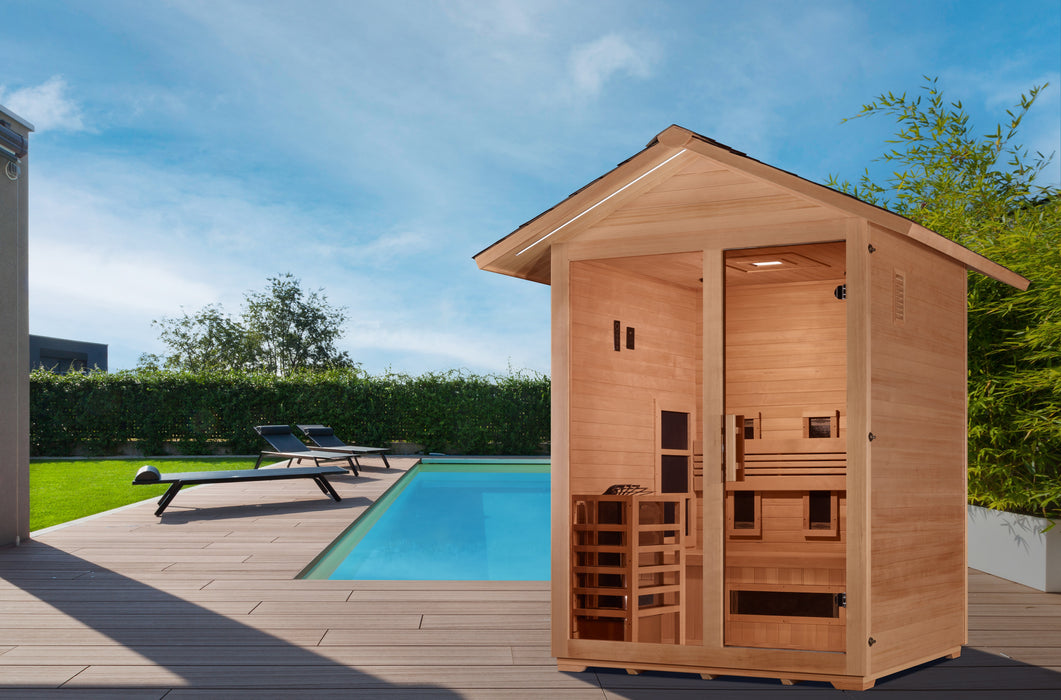 Golden Designs "3-Person Hybrid Outdoor Sauna - Carinthia: Elevate Your Well-being with Versatile Comfort"