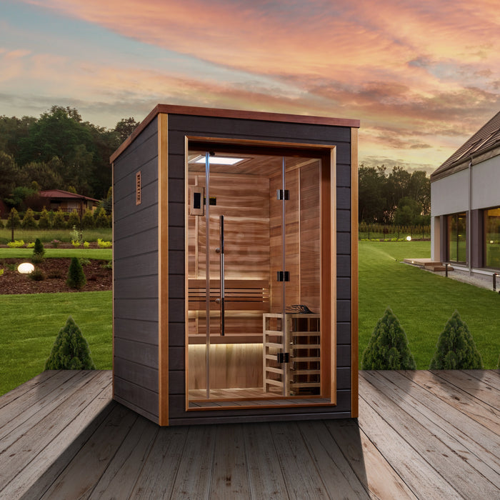 Golden Designs "2-Person Outdoor Sauna - Narvik with Canadian Red Cedar Interior"