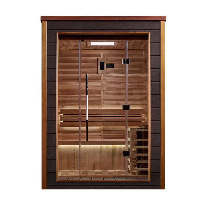 Golden Designs "2-Person Outdoor Sauna - Narvik with Canadian Red Cedar Interior"