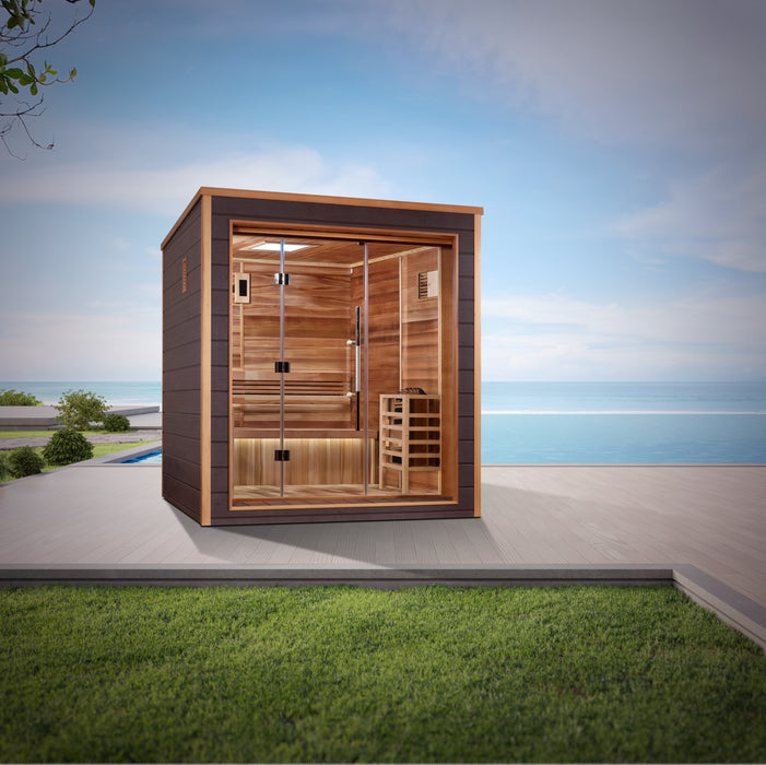 Golden Designs "3-Person Outdoor Sauna -Drammen with Canadian Red Cedar Interior"