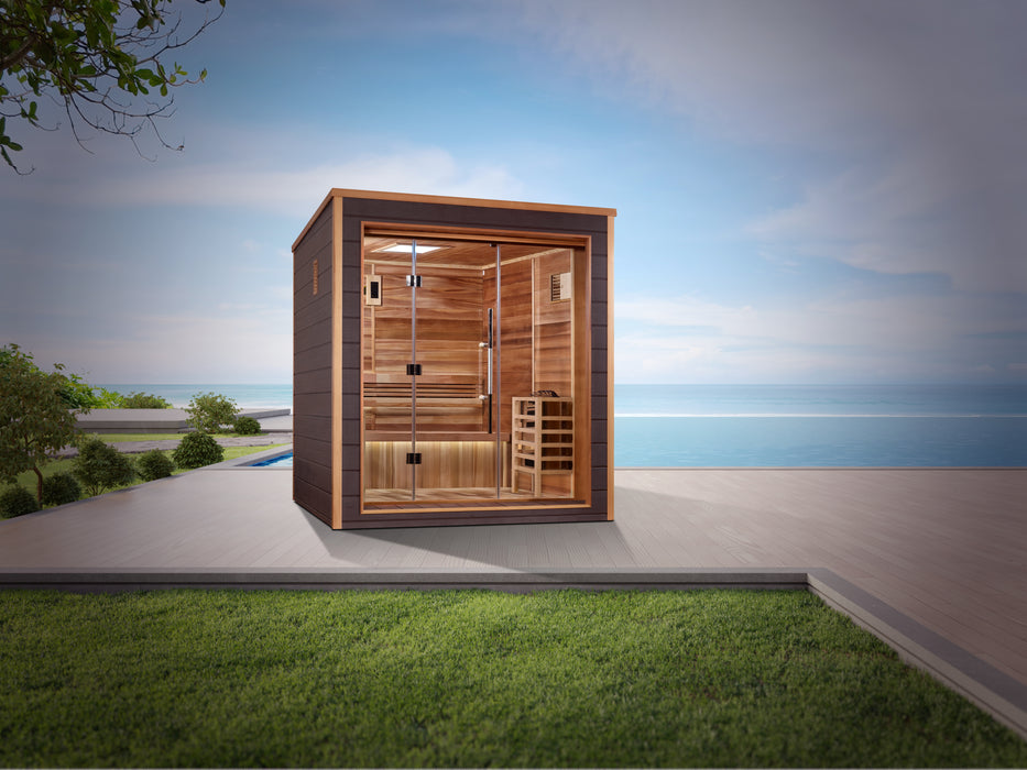 Golden Designs "3-Person Outdoor Sauna -Drammen with Canadian Red Cedar Interior"