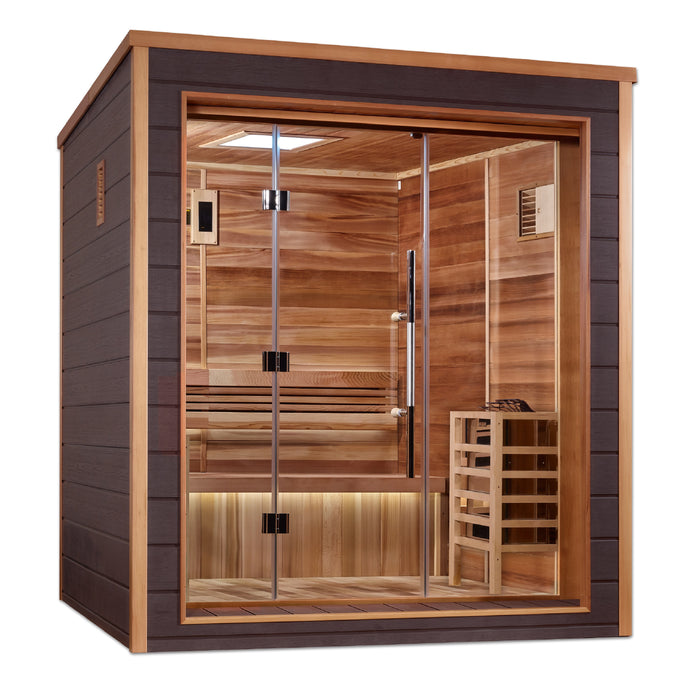 Golden Designs "3-Person Outdoor Sauna -Drammen with Canadian Red Cedar Interior"