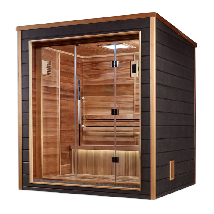 Golden Designs "3-Person Outdoor Sauna -Drammen with Canadian Red Cedar Interior"