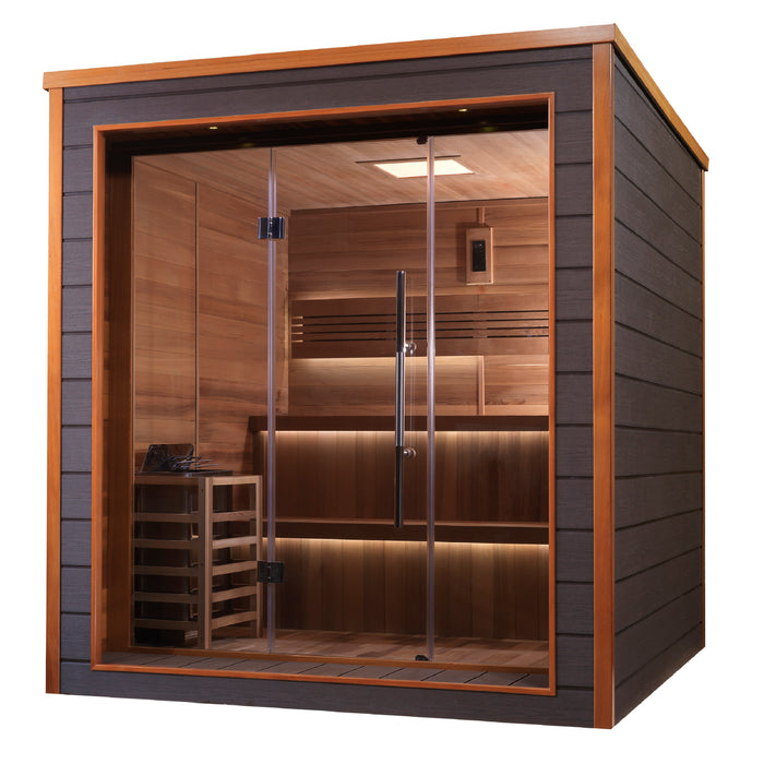 Golden Designs "6-Person Outdoor Sauna -Bergen with Canadian Red Cedar Interior"