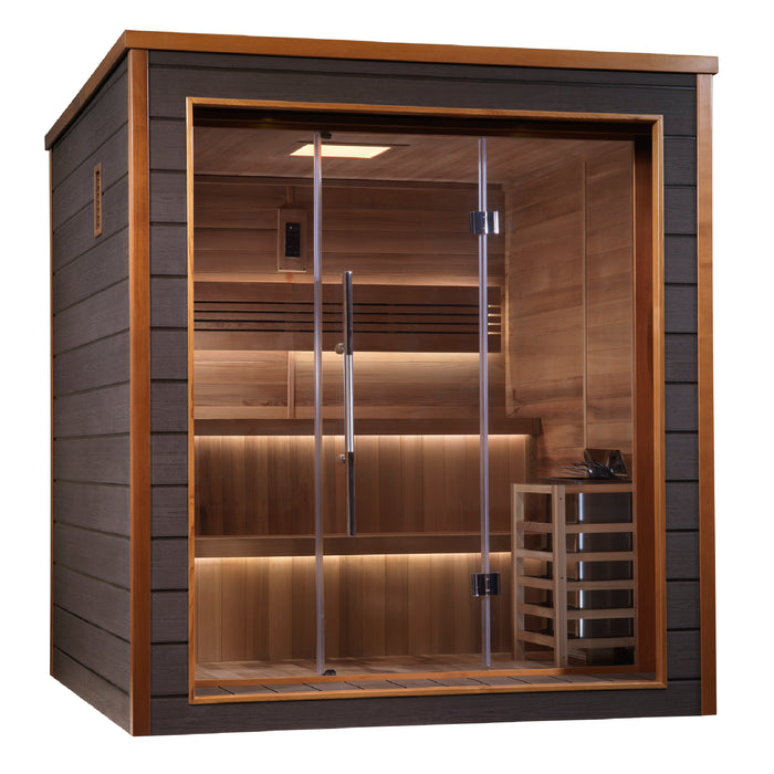 Golden Designs "6-Person Outdoor Sauna -Bergen with Canadian Red Cedar Interior"