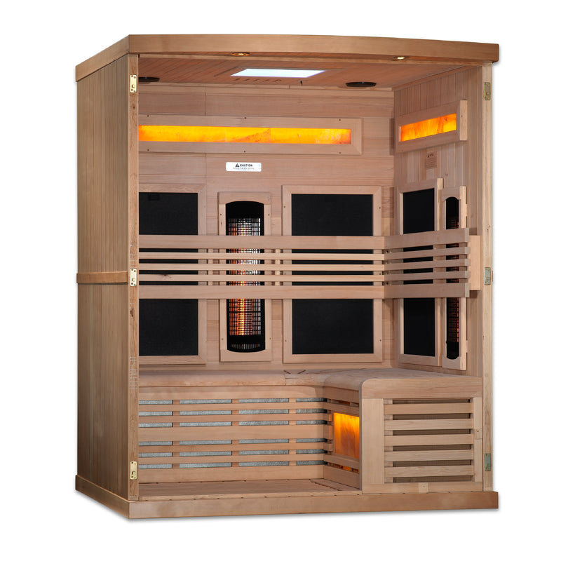 Golden Designs "3-Person Full Spectrum Infrared Sauna with Himalayan Salt Bar"