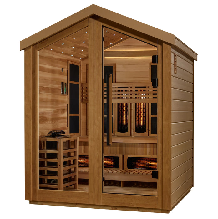 Golden Designs "Kaskinen" 6 Person Hybrid Outdoor Sauna (GDI-8526-01) - Canadian Red Cedar Interior