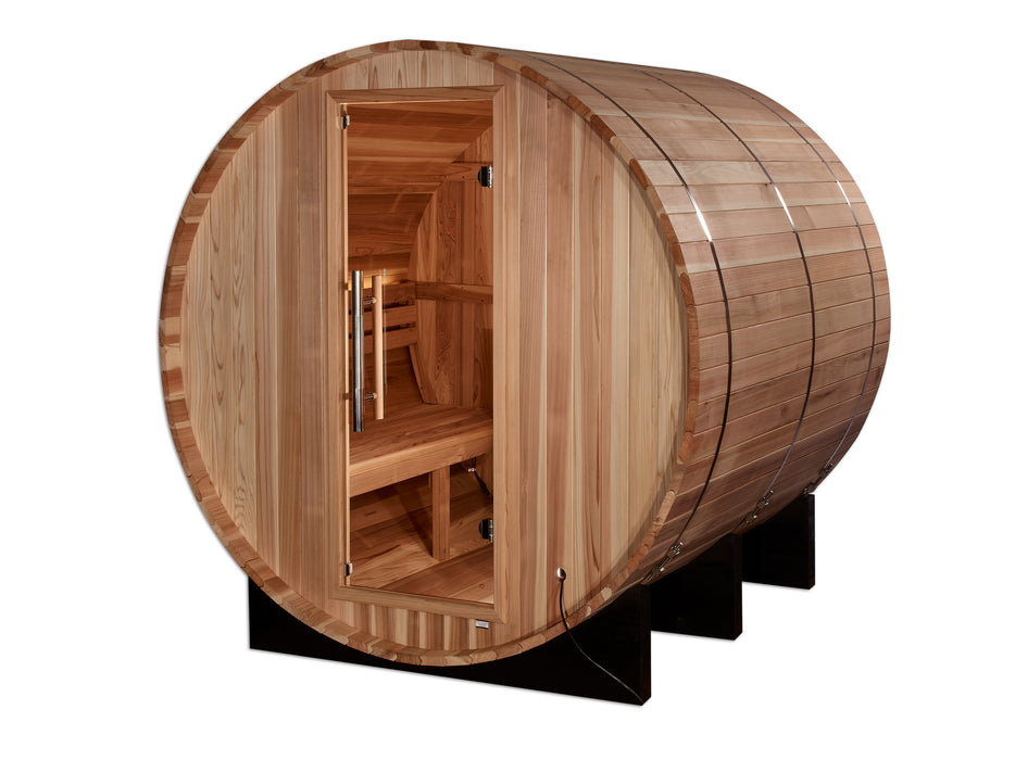 Golden Designs"4-Person Barrel Traditional Sauna - Arosa with Pacific Cedar"