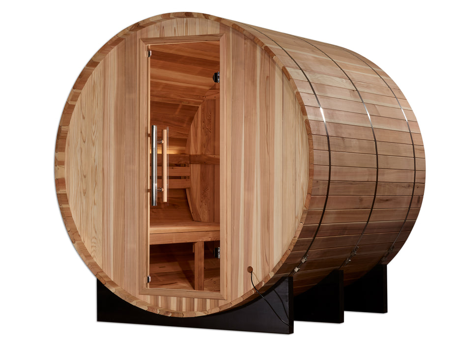 Golden Designs"4-Person Barrel Traditional Sauna - Arosa with Pacific Cedar"