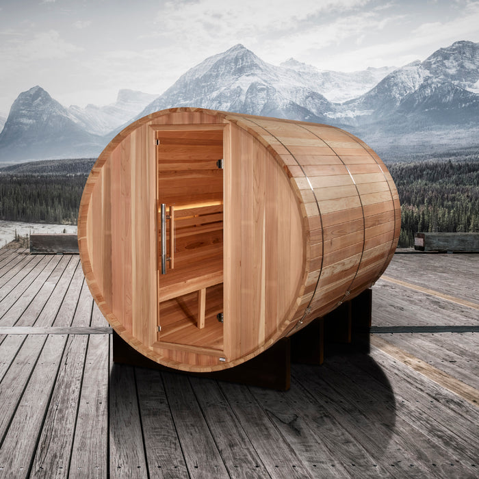 Golden Designs "6-Person Barrel Traditional Sauna - Klosters with Pacific Cedar"