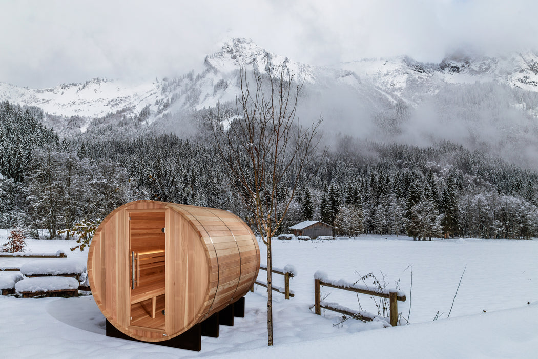 Golden Designs "6-Person Barrel Traditional Sauna - Klosters with Pacific Cedar"