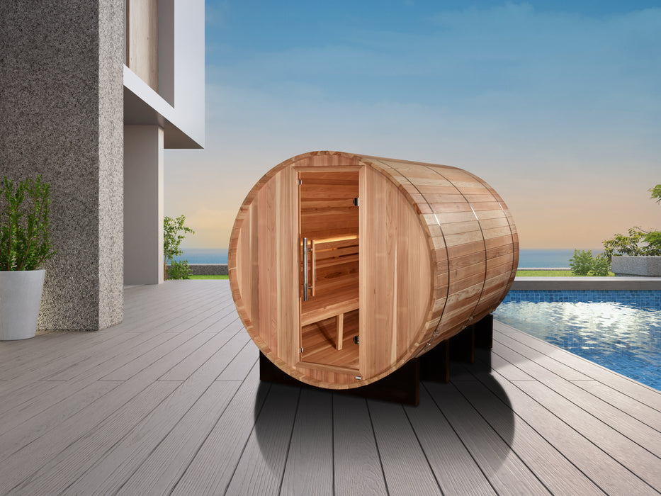 Golden Designs "6-Person Barrel Traditional Sauna - Klosters with Pacific Cedar"