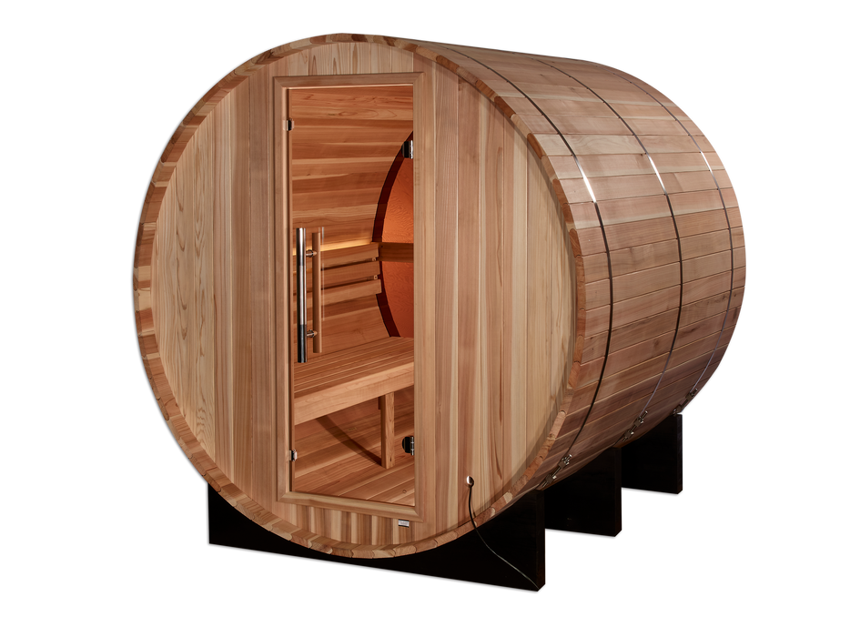 Golden Designs "4-Person Barrel Traditional Sauna with Bronze Privacy View - Zurich, Pacific Cedar"