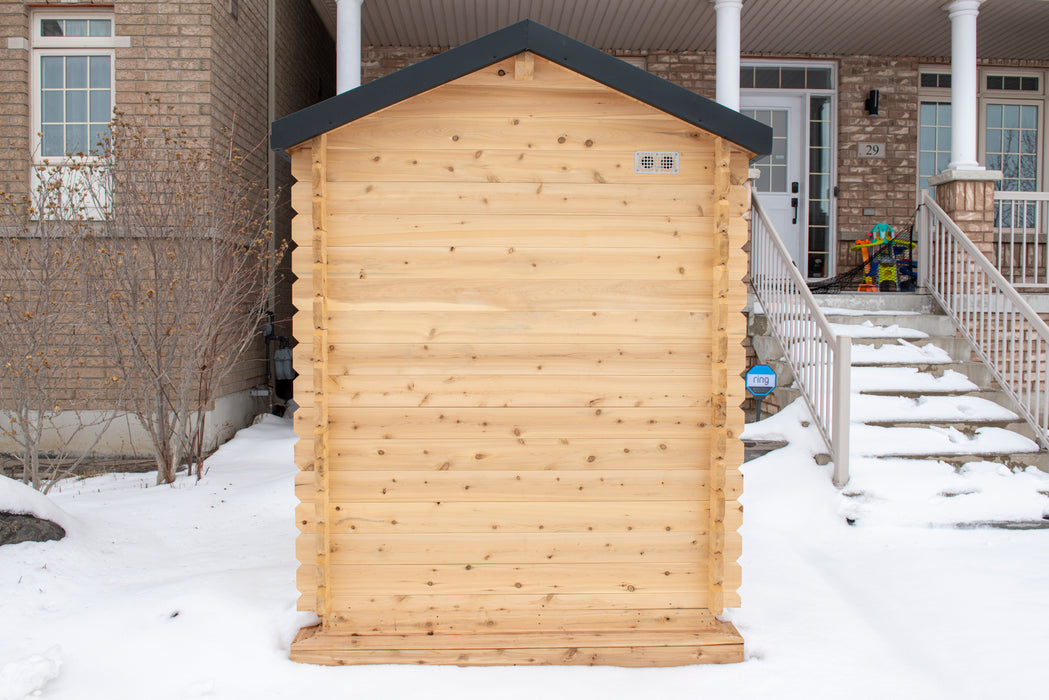 Granby Cabin Sauna: Canadian Timber Collection, 6'x6', Eastern White Cedar, Efficient Heating, 2-3 Person Seating, Exclusive Electric Heater Options.