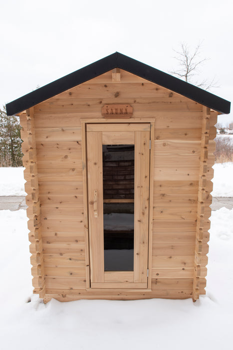 Granby Cabin Sauna: Canadian Timber Collection, 6'x6', Eastern White Cedar, Efficient Heating, 2-3 Person Seating, Exclusive Electric Heater Options.