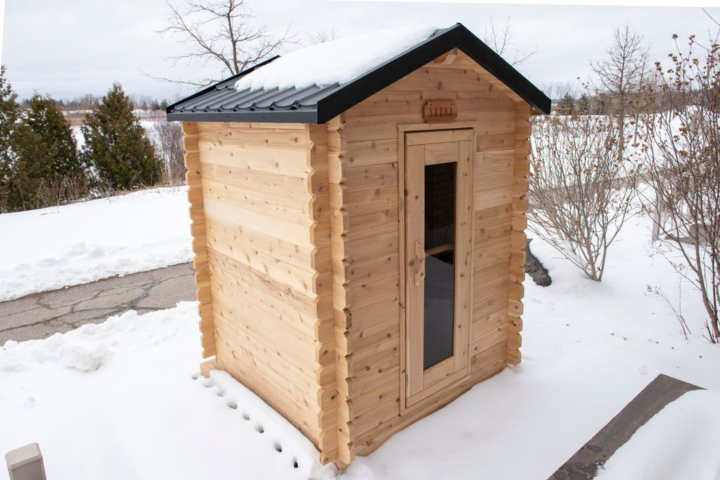 Granby Cabin Sauna: Canadian Timber Collection, 6'x6', Eastern White Cedar, Efficient Heating, 2-3 Person Seating, Exclusive Electric Heater Options.