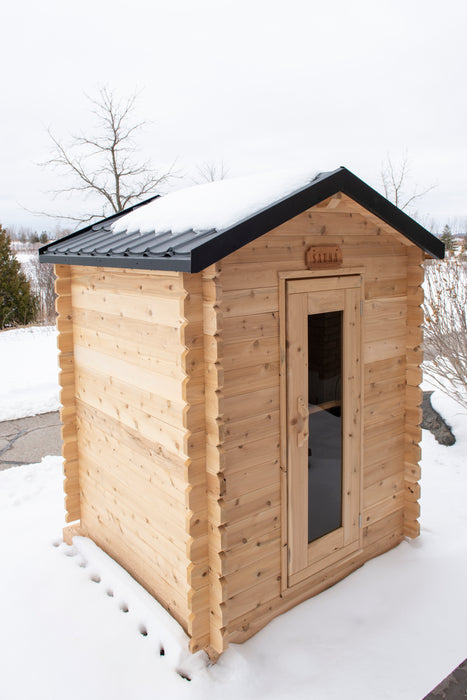 Granby Cabin Sauna: Canadian Timber Collection, 6'x6', Eastern White Cedar, Efficient Heating, 2-3 Person Seating, Exclusive Electric Heater Options.