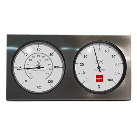 Harvia Steel Bucket and Ladle Set with Thermometer and Hygrometer