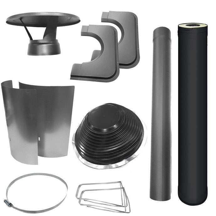 Chimney & Assembly Kit, Barrel, Flat Roof, Stainless