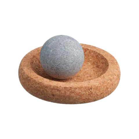 Hukka Mini SoleJoy Sauna Massage Stone w/ Natural Cork Base, Sphere — 16037