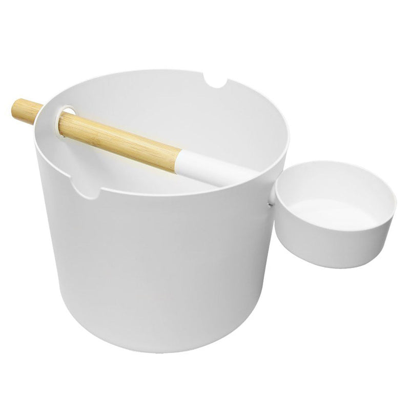 KOLO Sauna Set 1 Bucket & Ladle Set — 5 Liter — White