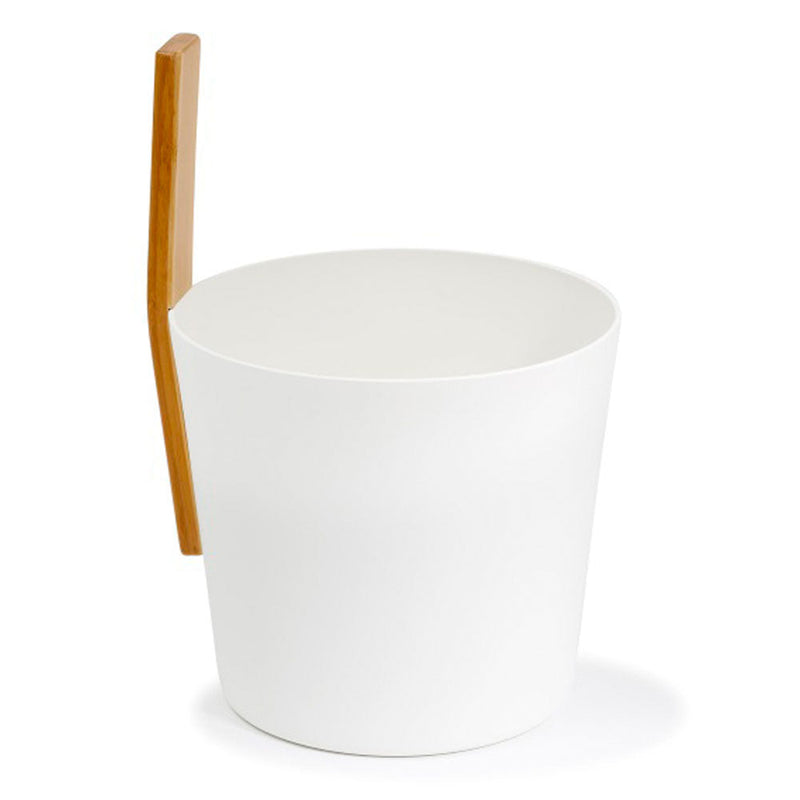 KOLO Bucket 3 Straight Bamboo-Handle Sauna Bucket — 5 Liter — White