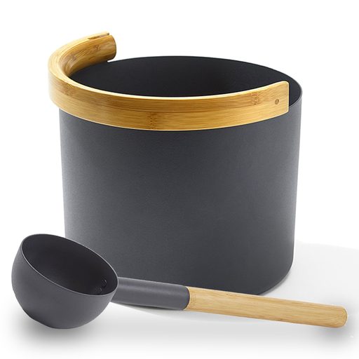 KOLO Sauna Set 2 Curved-Handle Bucket & Ladle — 5 Liter — Black
