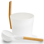 KOLO Sauna Set 3 Straight-Handle Bucket & Ladle — 5 Liter — White