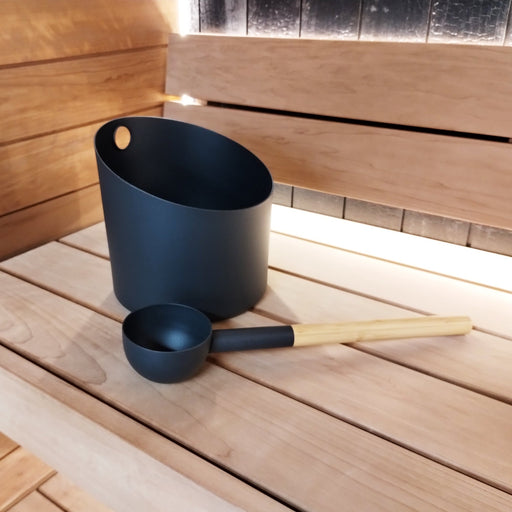 KOLO Sauna Set 4 Bucket & Ladle Set — 5 Liter — Black
