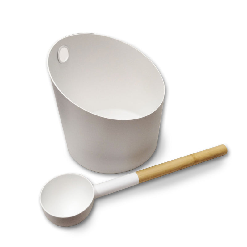 KOLO Sauna Set 4 Bucket & Ladle Set — 5 Liter — White
