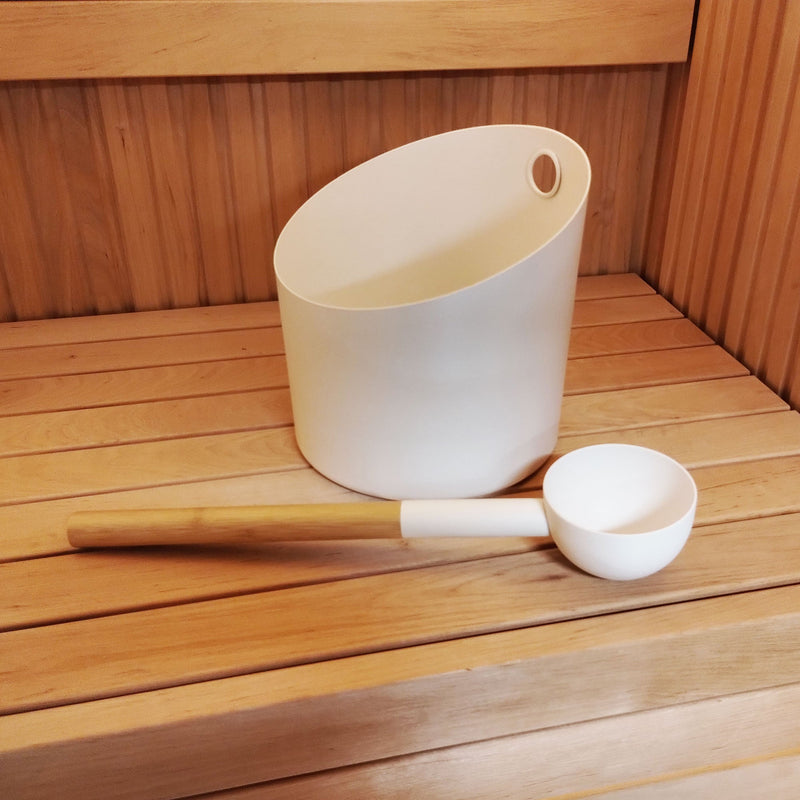 KOLO Sauna Set 4 Bucket & Ladle Set — 5 Liter — White