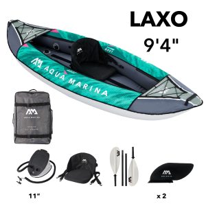 LAXO-285 Recreational Kayak - 1 Person. Inflatable Deck. Kayak Paddle Included.