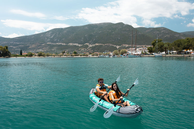 LAXO-320 Recreational Kayak - 2 Persons. Inflatable Deck. Kayak Paddle Set Included.