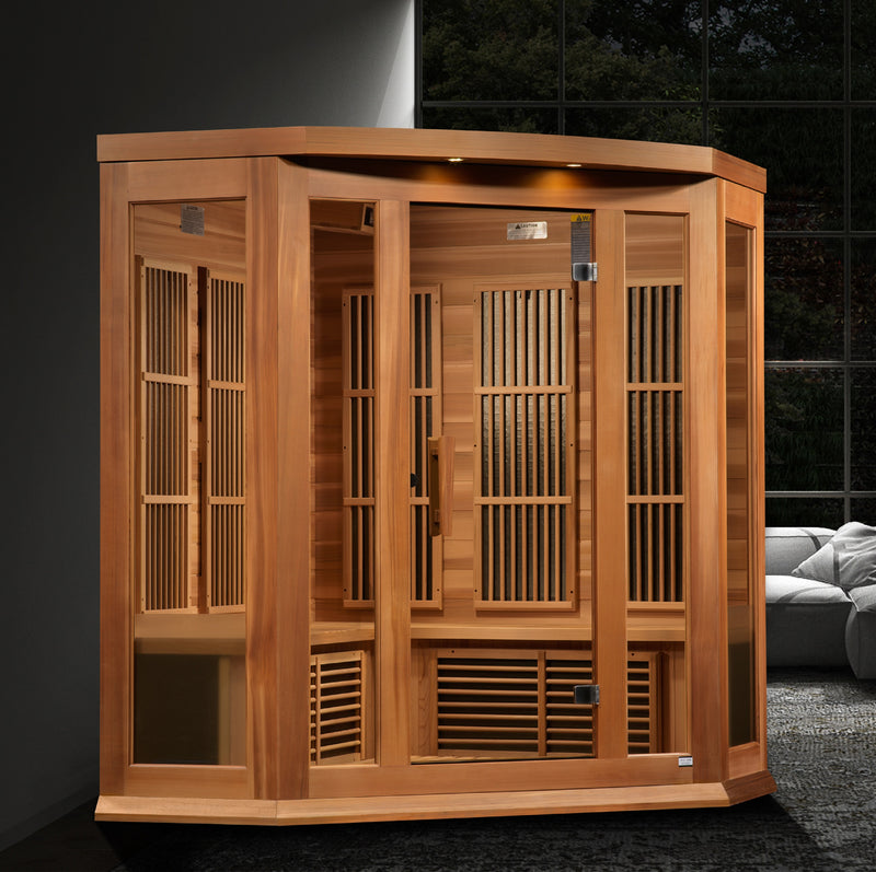 Golden Designs "3-Person Corner Near Zero EMF Infrared Sauna - Maxxus"