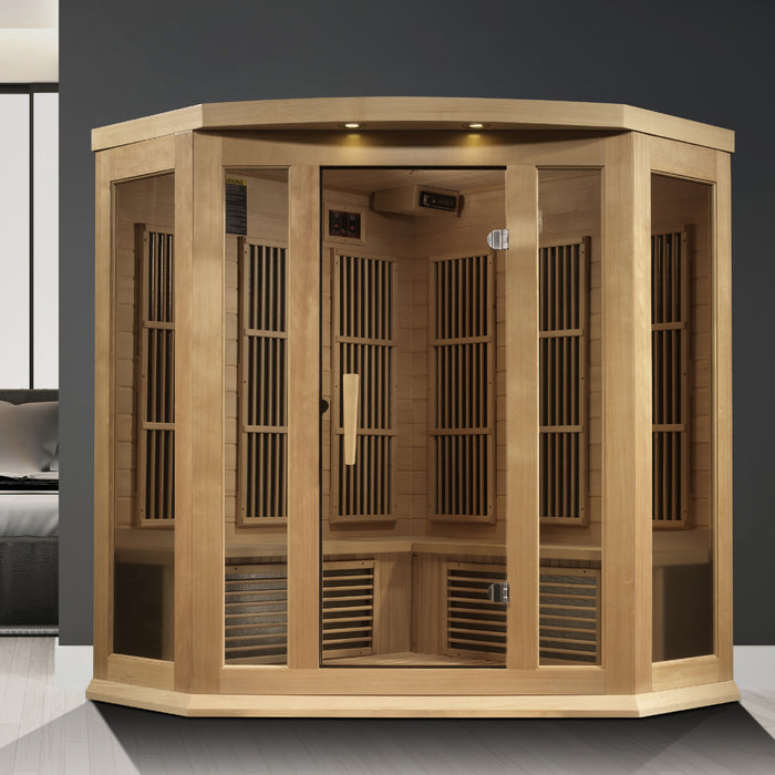 Golden Designs "3-Person Corner Near Zero EMF Infrared Sauna - Maxxus"