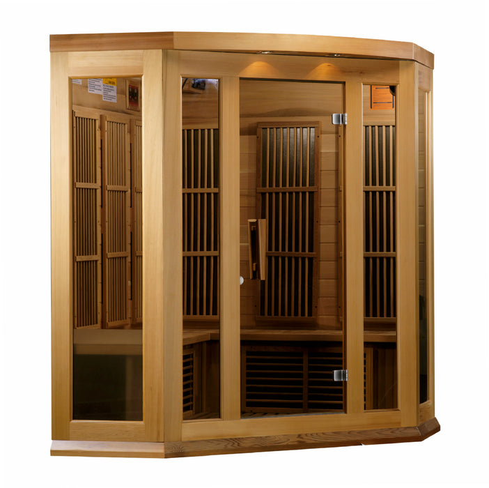 Golden Designs"3-Person Corner Low EMF Cedar Sauna - Maxxus"