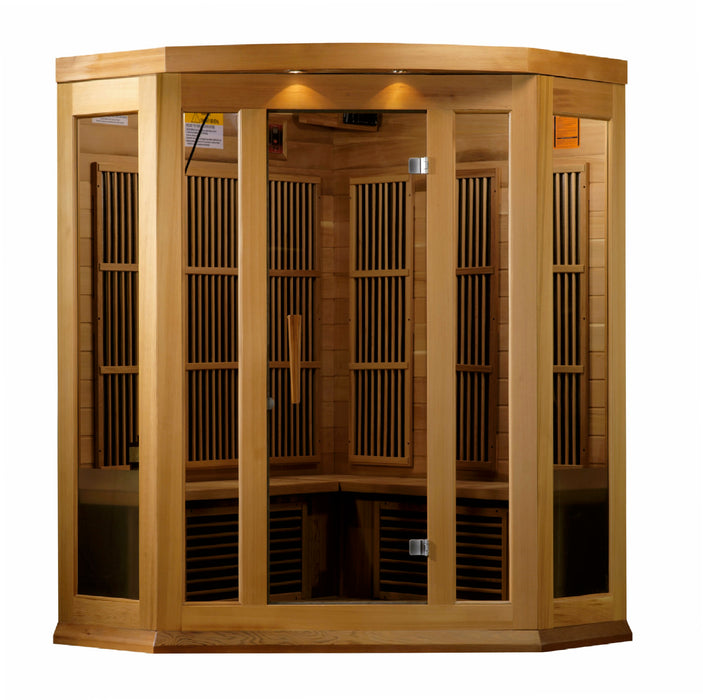 Golden Designs"3-Person Corner Low EMF Cedar Sauna - Maxxus"