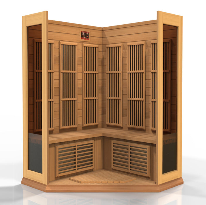 Golden Designs"3-Person Corner Low EMF Cedar Sauna - Maxxus"