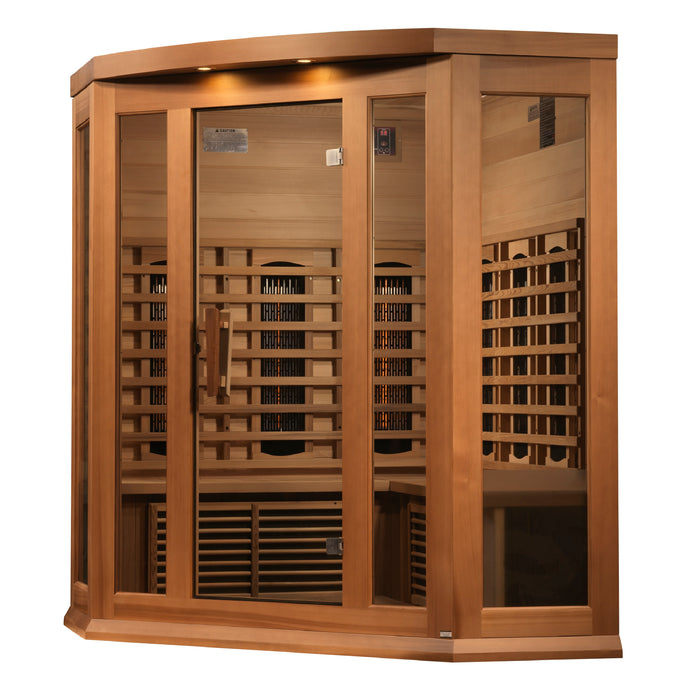 Golden Designs "3-Person Corner Full Spectrum Near Zero EMF Infrared Sauna - Maxxus"