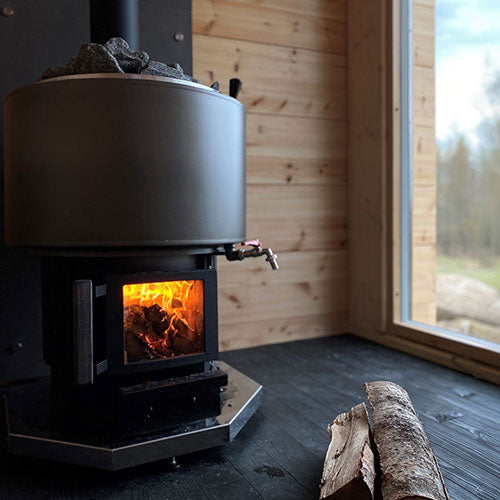 Narvi Luosto VS Wood-Burning Sauna Stove w/ Watertank — 16 kW Finnish Sauna Heater