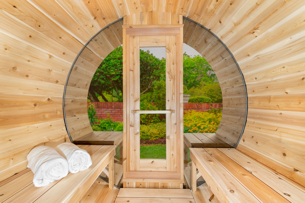 CT Serenity Sauna: Handcrafted Eastern White Cedar, 5mm Bronze Tempered Glass Door with Wooden Frame, Easy Installation