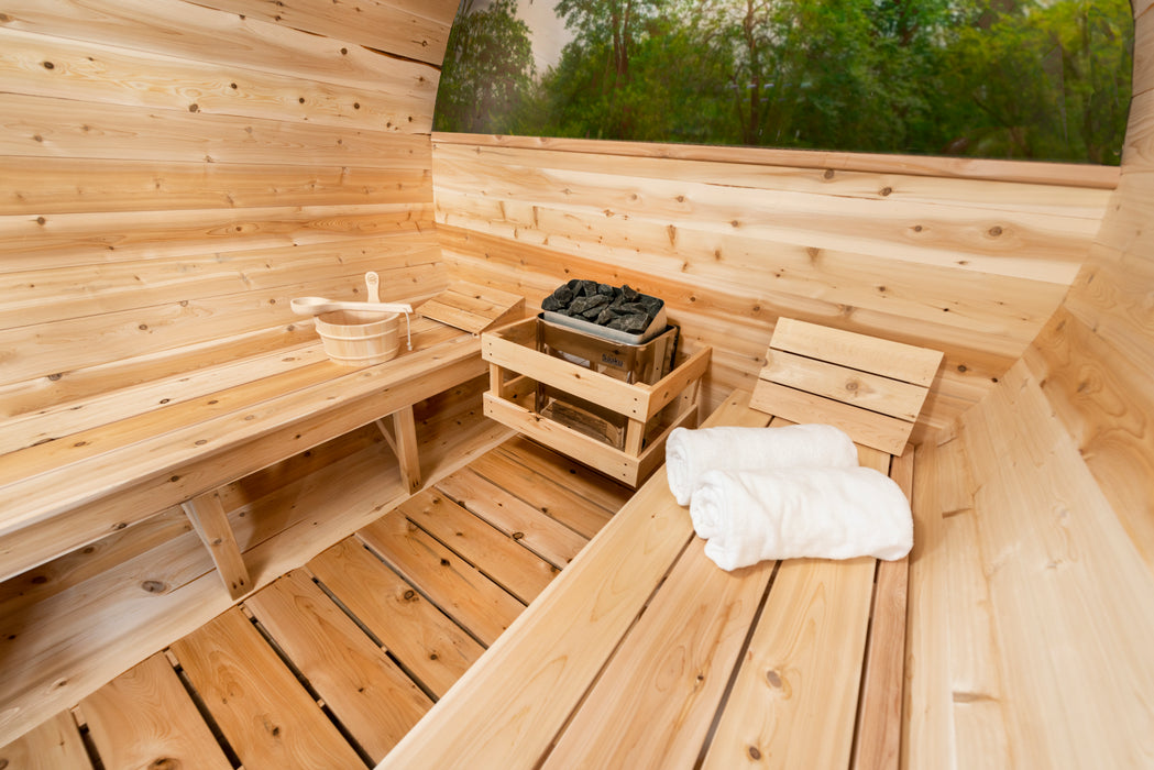 CT Serenity Sauna: Handcrafted Eastern White Cedar, 5mm Bronze Tempered Glass Door with Wooden Frame, Easy Installation