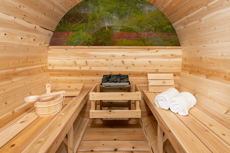 CT Serenity Sauna: Handcrafted Eastern White Cedar, 5mm Bronze Tempered Glass Door with Wooden Frame, Easy Installation