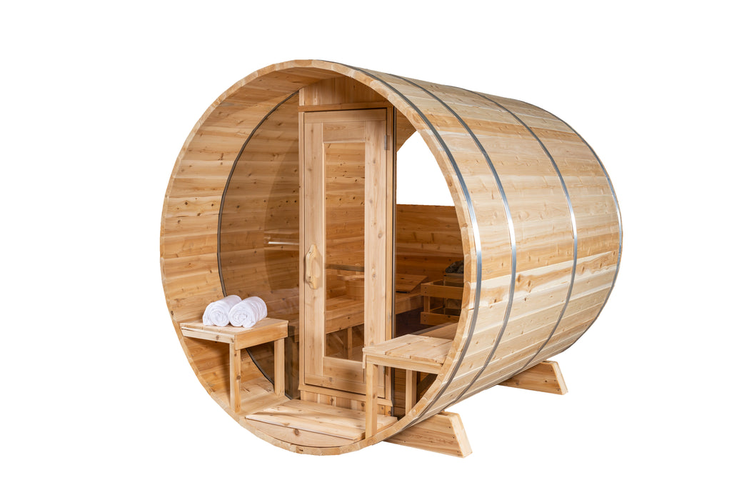 CT Serenity Sauna: Handcrafted Eastern White Cedar, 5mm Bronze Tempered Glass Door with Wooden Frame, Easy Installation