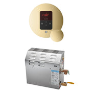 MS 5 kW (5000 W) Steam Shower Generator Package with round iTempo Control in Polished Brass — Polished Brass